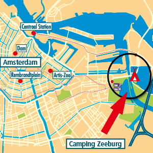Overzichtskaart Camping Zeeburg in Amsterdam